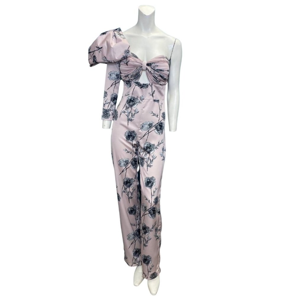La Pateau Floral Printed Jumpsuit Pink Gray Size Large NWT